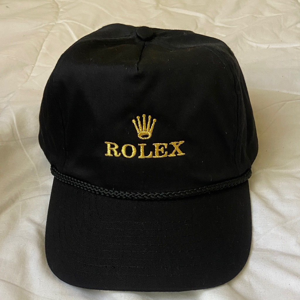 Rolex Black Hat With Gold Embroidery